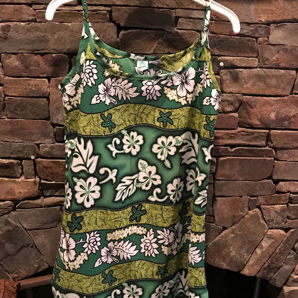 Bright Green Hawaiian print dress
